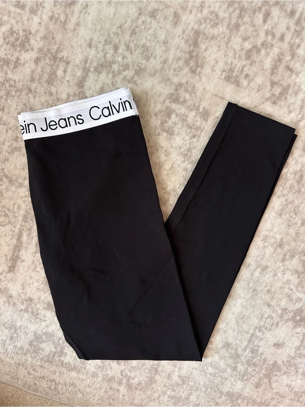 Calvin Klein Black Logo Waistband Leggings - Picture 1 of 3